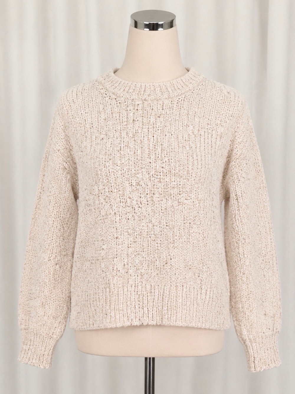 a new day Cream Textured Crewneck Sweater